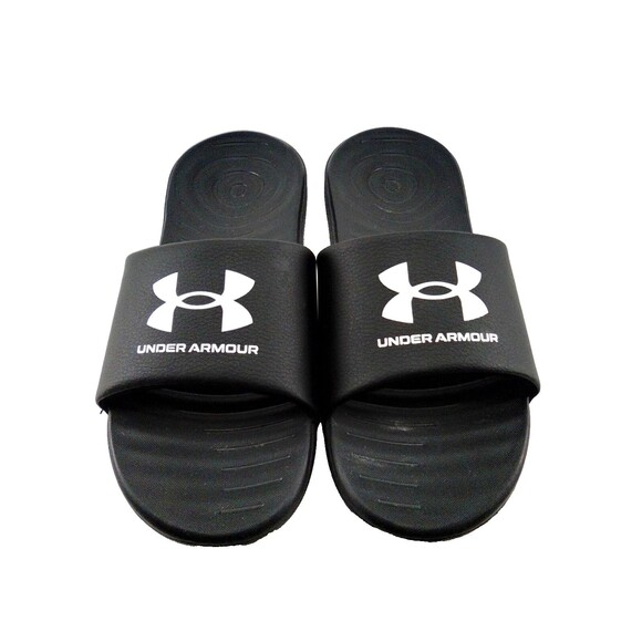 Under Armour  Black/White Unisex Rubber Sliders Padded Comfort Insoles Size 7 - Picture 1 of 6